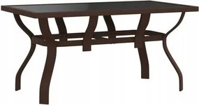 Kerti Asztal, barna-fekete, 140x70x70 cm, acél és üveg VidaXL