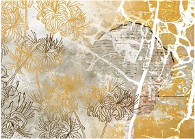 Kép - Vintage fal virágokkal (üvegen) (70x50 cm)