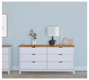 Fehér borovi fenyő alacsony komód 150x75 cm Post – Støraa