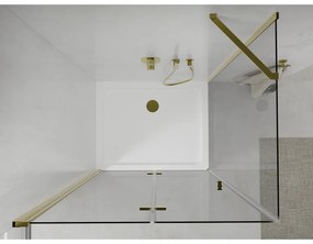 Mexen Lima zuhanykabin 100x90cm, 6mm üveg, arany profil - átlátszó üveg + Vékony zuhanytálca - 856-100-090-50-00-4010