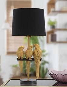 Fekete asztali lámpa arany papagáj 62 cm