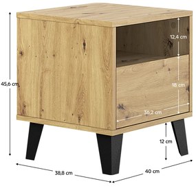 Éjjeliszekrény BOGAN 1S, tölgyfa artisan