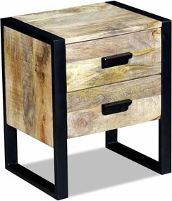 vidaXL 43x33x51 cm 2 fiókos tömör mangófa kis asztal