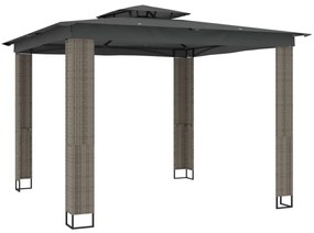 antracitszürke szövet dupla tetős pavilon 2,94 x 2,94 m
