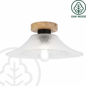 Mennyezeti lámpa JULL WOOD 1xE27/15W/230V tölgy/átlátszó átm. 34 cm