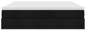 oszmán ágykeret matracokkal Fekete 200x200cm szövet