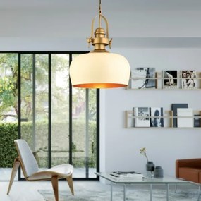 MONZA kábeles függőlámpa 1xE27/40W/230V, átmérő 30 cm, krémszínű/bronzos
