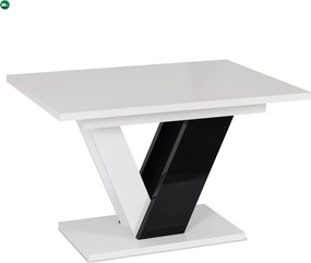 szett étkezőasztal CLARK 120-160 cm fényes fekete/fehér és 4 szék LUCKY sötétkék