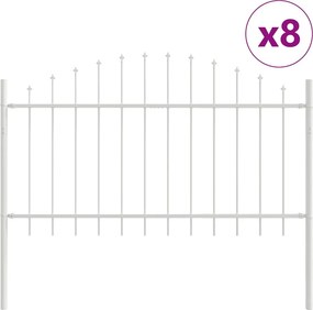 vidaXL Kerti Kerítés 8 pcs Fehér 170 x 140 cm Porszórt acél