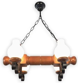 Brilagi - Csillár láncon RUSTIC 4xE14/40W/230V bükkfa/dió