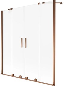 Mexen Velar Duo, 2 szárnyas eltolható kádparaván 150 x 150 cm, 8 mm-es matt üveg, rózsaszín arany, 896-150-000-32-60