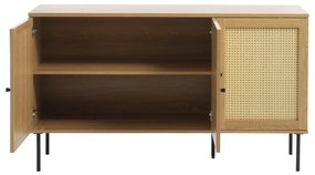 Natúr színű alacsony komód tölgyfa dekorral 140x80 cm Pensacola – Unique Furniture