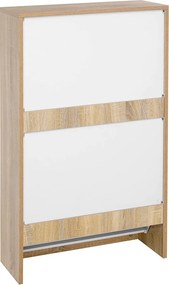 cipős szekrény, három polcos cipőtartó 2 ajtóval fehér-natúr