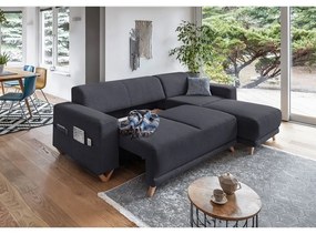 Antracitszürke kinyitható-tárolóhelyes sarokkanapé Classy Sophie – Miuform