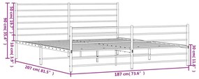 fehér fém ágykeret fej- és lábtámlával 180 x 200 cm