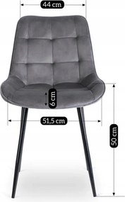 Krzesło CHRIS Szare Welurowe