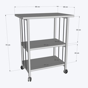 Gurulós tárolóállvány, 60 cm – TR298GNS3105
