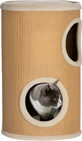 PawHut Karmoló Henger, 60 cm Magas Macska Henger 2 Barlanggal, Karmolóposzttal, Jutyuból készült Macska Torony, 5 kg-ig | Aosom