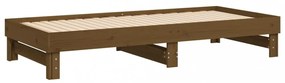 mézbarna tömör fenyőfa kihúzható kanapéágy 2 x (80 x 200) cm