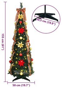 Mű karácsonyfa 100 LED-del állvánnyal Zöld 150 cm PVC