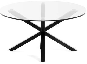 Fekete kerek dohányzóasztal üveg asztallappal ø 82 cm Argo – Kave Home