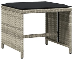 4db világosszürke polyrattan kerti szék párnával 41 x 41 x 36cm