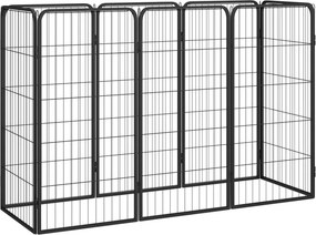 vidaXL 8-paneles fekete porszórt acél kutyakennel 50 x 100 cm