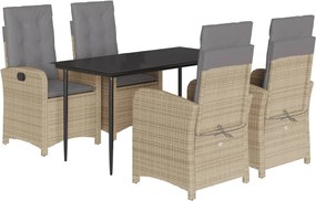 vidaXL 5 részes vegyes bézs polyrattan kerti étkezőgarnitúra párnákkal