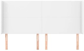 fehér műbőr fejtámla szárnyakkal 163x16x118/128 cm