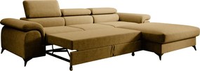 Kihúzható ülőgarnitúra, mustárszínű, jobbos, HORTY ROH