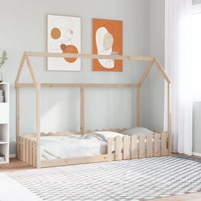 tömör fenyőfa házikó gyerekágykeret 80 x 200 cm
