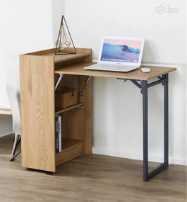 Összecsukható polcos íróasztal / számítógépasztal 102×58 cm, masszív kialakítással, aranytölgy – Intenso Home