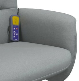 világosszürke szövet dönthető masszázsfotel lábtartóval