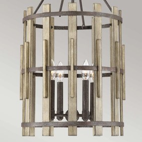 Quoizel loft függeszték wood hollow fekete falusias elsqz-wood-hollow-4p