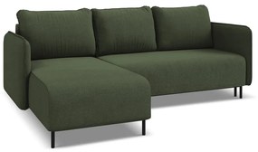 Zöld kinyitható-tárolóhelyes sarokkanapé (bal oldali) Luana – Makamii