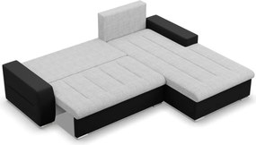 Toronto sarokkanapé, 2 ágyneműtartóval, fonott + műbőr, jobboldali, szürke - fekete