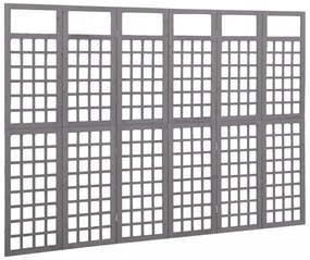 6 paneles szürke fenyőfa térelválasztó/lugasrács 242,5 x 180 cm