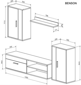 Benson 4 részes nappali szett kézműves tölgy, fekete