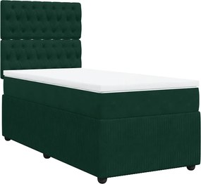 vidaXL sötétzöld bársony rugós ágy matraccal 100 x 200 cm