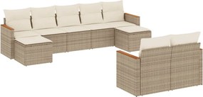vidaXL 9 részes bézs polyrattan kerti ülőgarnitúra párnákkal