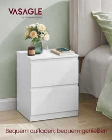 Éjjeliszekrény beépített konnektorral, 2 db-os szett felhőfehér