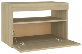 sonoma tölgyszínű éjjeliszekrény LED-lámpákkal 60x35x40 cm
