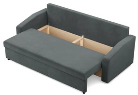 Zeus kanapéágy, bársony, bonell töltet, döntött kartámasz, szürke