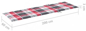 piros kockás oxford szövet napozóágy párna 200 x 60 x 3 cm