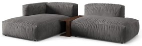 Szürke bársony moduláris sarokkanapé (bal oldali-heverő résszel) Martina – Micadoni