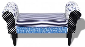 kék és fehér foltvarrott pad