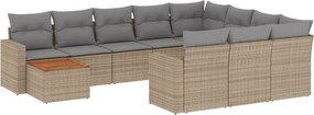 vidaXL 11 részes bézs polyrattan kerti ülőgarnitúra párnákkal