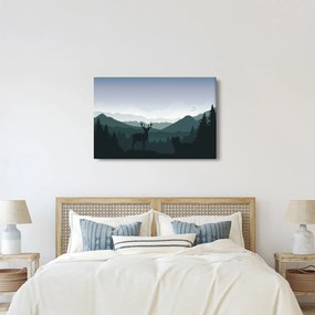 Kép - Szarvas farkassal a sziklák között (90x60 cm)