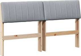 vidaXL Kárpitozott fejtámla Világosszürke 140 cm Tömör fenyőfa