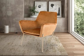 GIN modern bársony fotel - barack/arany